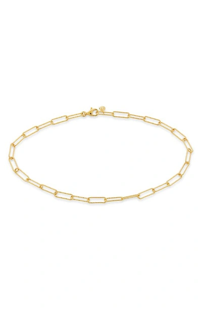 Shop Monica Vinader Alta Textured Chain Anklet In Yellow Gold