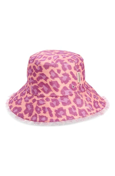 Shop Zimmermann Reversible Linen Bucket Hat In Purple Leopard Pule