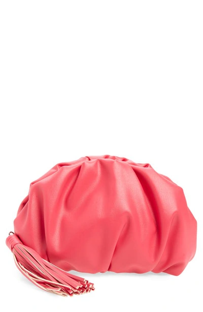 Shop Rebecca Minkoff Ruched Faux Leather Clutch In Acid Pink