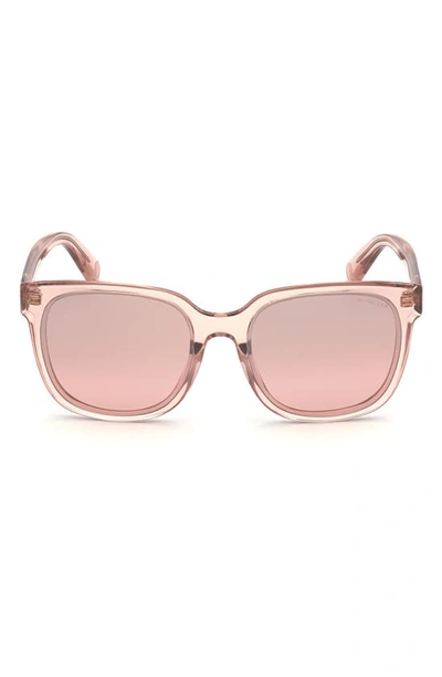 Shop Moncler 55mm Mirrored Square Sunglasses In Shiny Pink / Gradient Violet