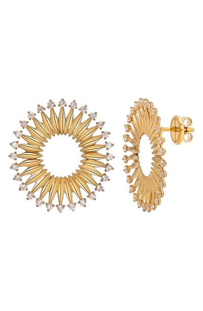 Shop Hueb Diamond Circle Earrings In Yellow Gold