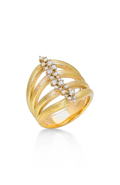 Shop Hueb Diamond Stack Ring In Yellow Gold
