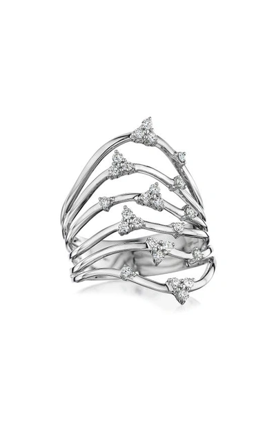 Shop Hueb Luminus Stacked Diamond Ring In White Gold