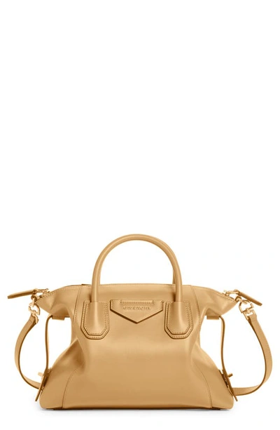 Shop Givenchy Small Antigona Soft Leather Satchel In Beige Cappuccino