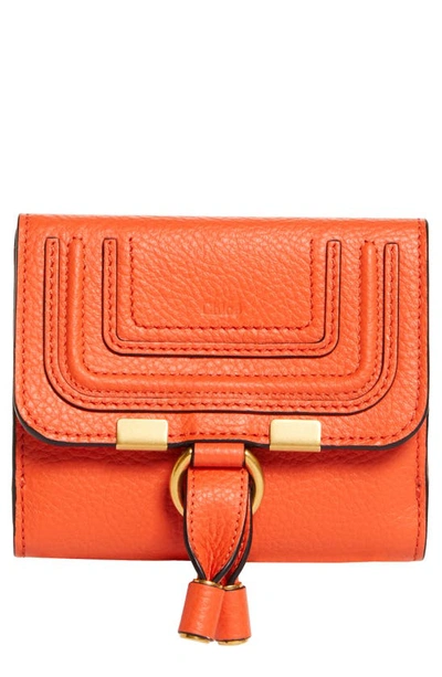 Shop Chloé Marcie Leather French Wallet In Radiant Orange