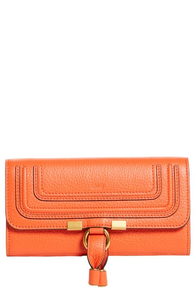 Shop Chloé Marcie Leather Flap Wallet In Radiant Orange