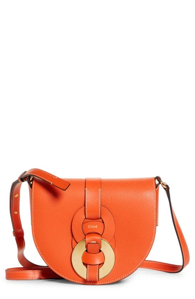 Shop Chloé Darryl Leather Crossbody Saddle Bag In Radiant Orange