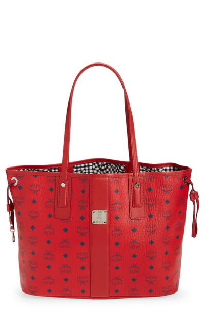 Shop Mcm Medium Liz Reversible Shopper In Candy Red