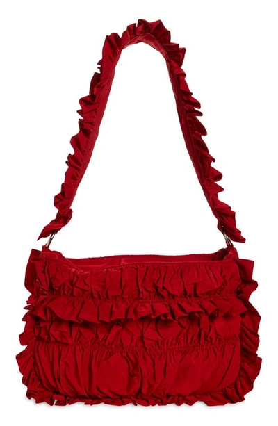 Shop Molly Goddard Nagoya Frill Shoulder Bag In Red