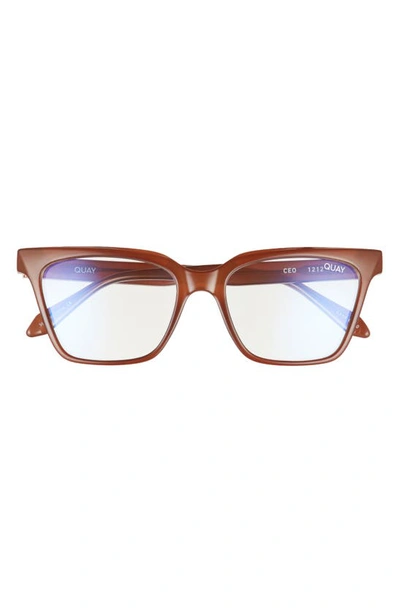 Shop Quay 52mm Blue Light Filtering Glasses In Milky Tobacco/ Clear