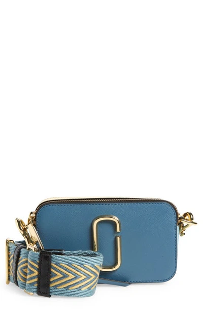 Shop Marc Jacobs The Snapshot Leather Crossbody Bag In Blue Mirage Multi