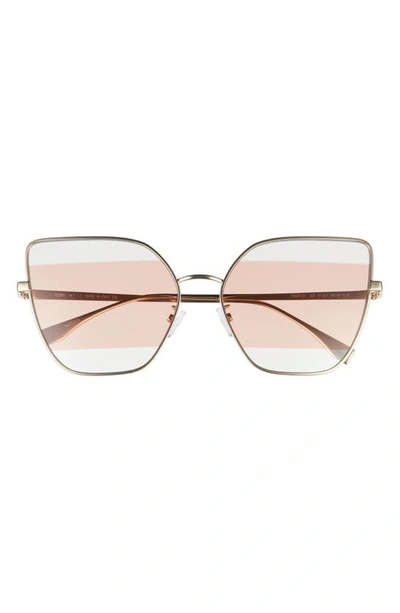 Shop Fendi The  Stripes 61mm Cat Eye Sunglasses In Gold / Bordeaux