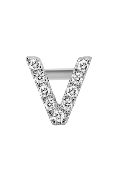 Bony Levy Single Initial Earring In White Gold/ V