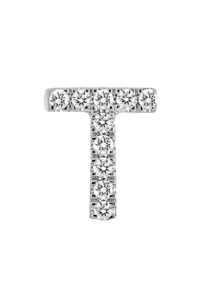 Shop Bony Levy Single Initial Earring In White Gold/ T