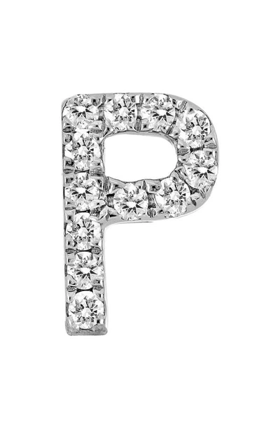 Shop Bony Levy Single Initial Earring In White Gold/ P