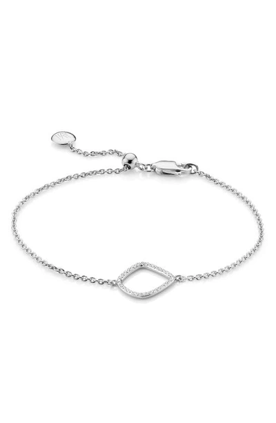 Shop Monica Vinader Riva Kite Adjustable Diamond Bracelet In Silver