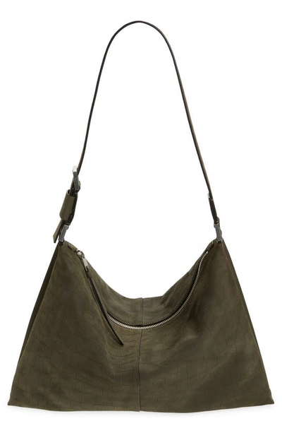 Shop Allsaints Edbury Leather Shoulder Bag In Dusky Khaki