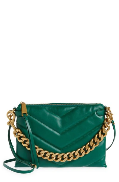 Shop Rebecca Minkoff Edie Maxi Leather Crossbody Bag In Emerald