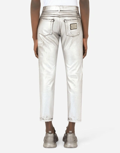 Shop Dolce & Gabbana Regular-fit Silver-plated Jeans In Multicolor