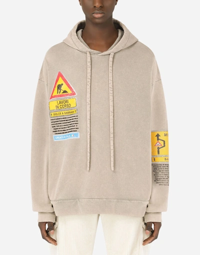 Shop Dolce & Gabbana Hoodie With Road-sign Print In Multicolor