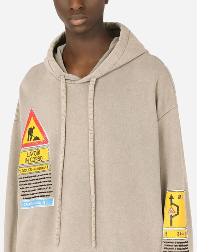 Shop Dolce & Gabbana Hoodie With Road-sign Print In Multicolor