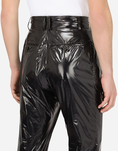Shop Dolce & Gabbana Shiny Nylon Pants In Black