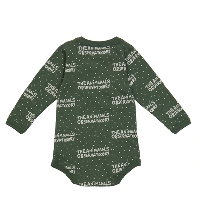 Shop The Animals Observatory Baby Wasp Logo Cotton Bodysuit In Green