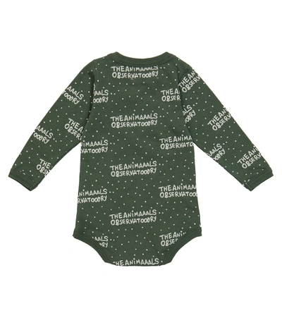 The Animals Observatory Baby Wasp Logo Cotton Bodysuit In Green