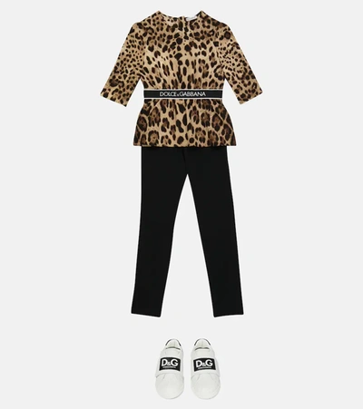 Shop Dolce & Gabbana Leopard-print Silk Top In Brown