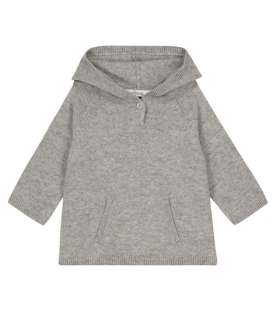 Shop Bonpoint Baby Cashmere Hoodie In Grey