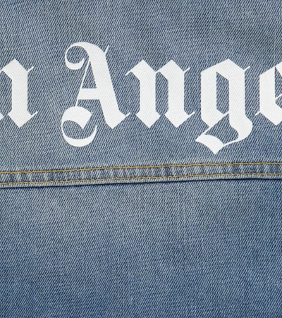 Shop Palm Angels Logo Denim Jacket In Blue