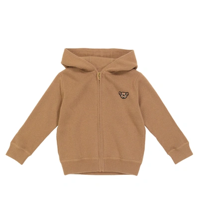 Shop Burberry Teddy Cashmere Knit Zip-up Hoodie In Brown