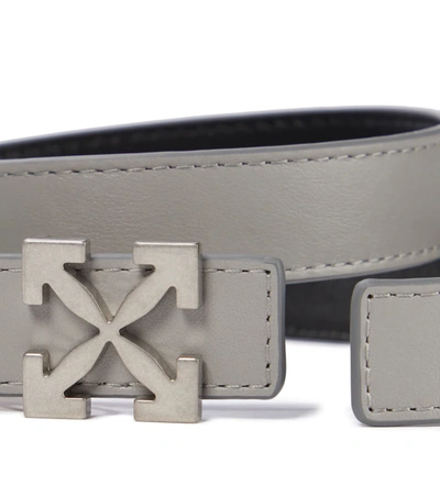 Shop Off-white Arrows 25 Leather Belt In Grey