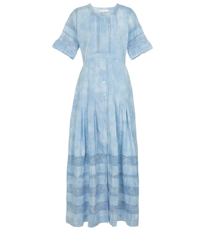 Shop Loveshackfancy Edie Cotton Dress In Blue