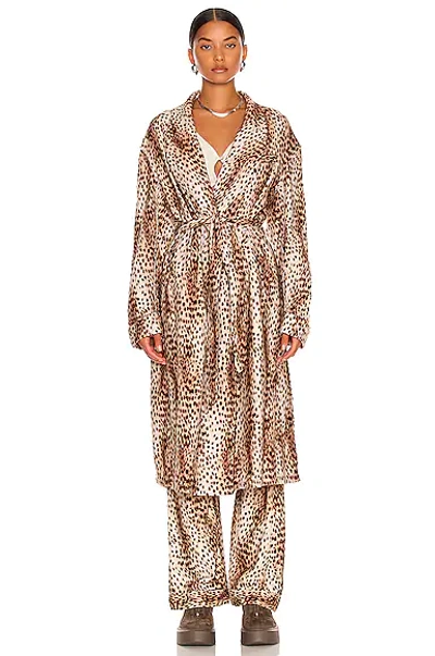 Shop R13 Shredded Seam Robe In Cheetah