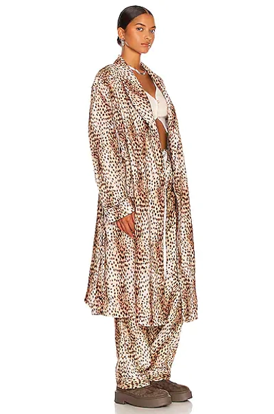 Shop R13 Shredded Seam Robe In Cheetah