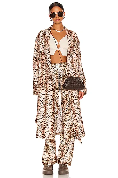 Shop R13 Shredded Seam Robe In Cheetah