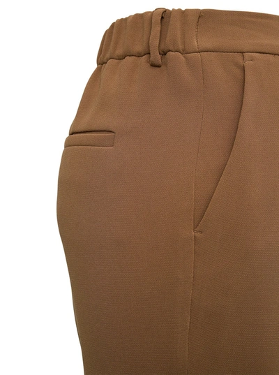 Shop Alberto Biani Brown  Stretch Fabric Pants In Beige