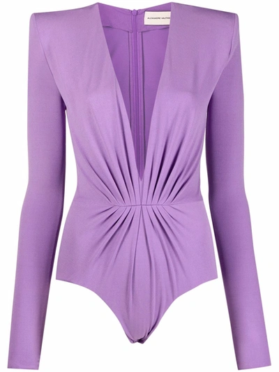 Shop Alexandre Vauthier Plunging V-neck Bodysuit In Violett