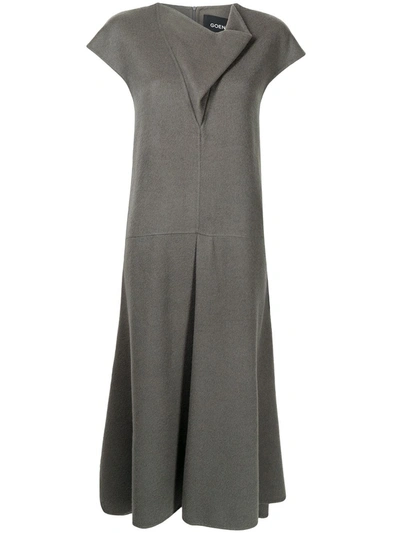 Shop Goen J Cowl-neck Wool-blend Dress In Grau