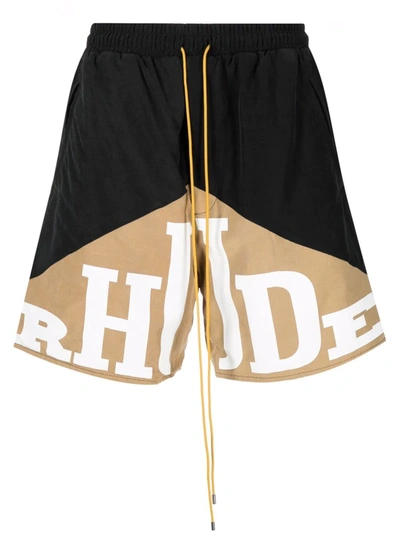 Shop Rhude Logo-print Shorts In Schwarz