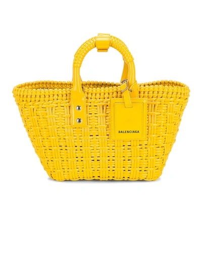 Shop Balenciaga Xs Bistrot Basket Strap Tote In Sun Yellow