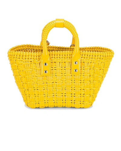 Shop Balenciaga Xs Bistrot Basket Strap Tote In Sun Yellow