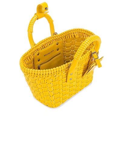 Shop Balenciaga Xs Bistrot Basket Strap Tote In Sun Yellow