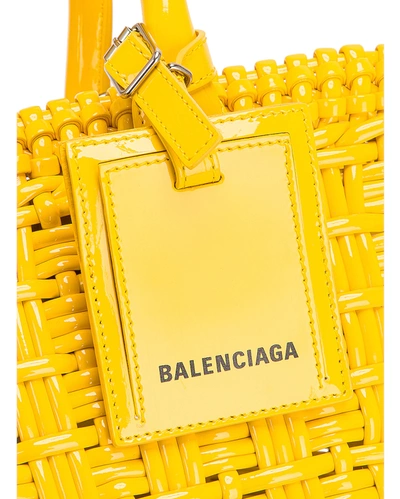 Shop Balenciaga Xs Bistrot Basket Strap Tote In Sun Yellow