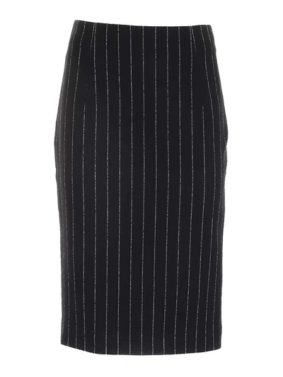Shop Moschino Pinstripe Print Skirt In Black