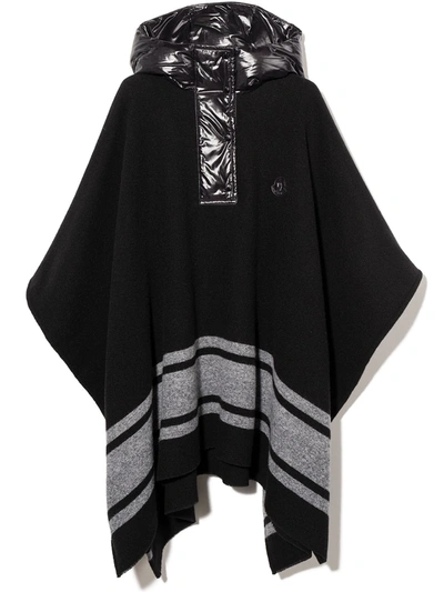 Shop Moncler Padded Hooded Draped Cape In Black