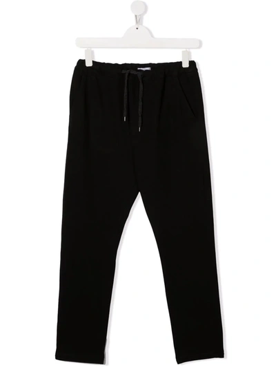 Paolo Pecora Drawstring-waist Cotton Track Trousers In 黑色