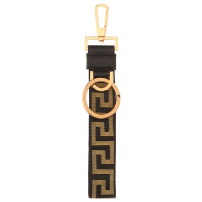 Shop Versace Men's Genuine Leather Keychain Keyring Holder  Gift   Greca In Black