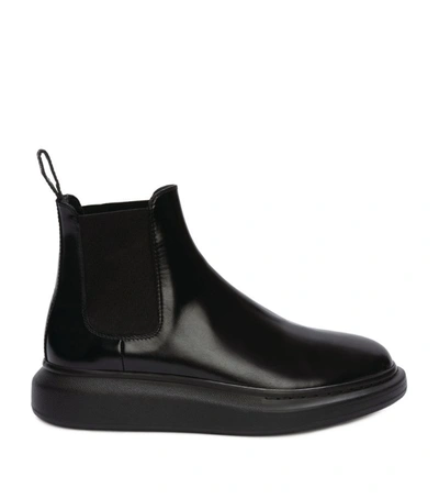 Shop Alexander Mcqueen Leather Hybrid Chelsea Boots In Black